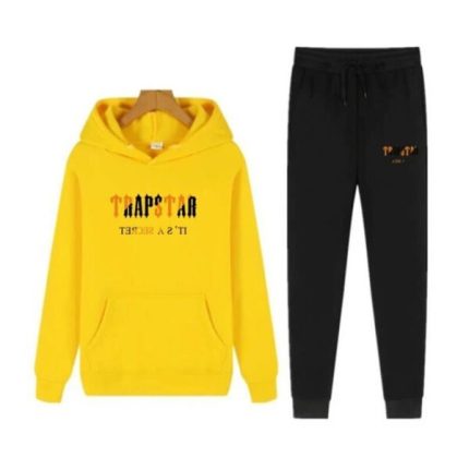 Yellow Black Trapstar Brand Jogging Tracksuit